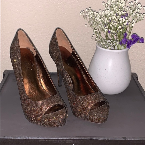 Nine West Shoes - Nine West open toe glitter pumps